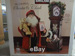 Kirkland Realistic 30 Santa Claus Grandfather Wood Clock Christmas Decoration