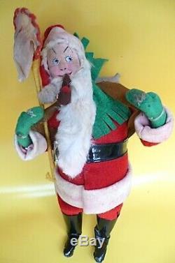 Klumpe Santa Claus vintage wool with fur Christmas doll Made in Spain with tag Rare