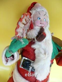 Klumpe Santa Claus vintage wool with fur Christmas doll Made in Spain with tag Rare