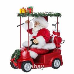 Kurt Adler Fabriche Santa Claus Driving Red Golf Cart Christmas Decor Figure NEW