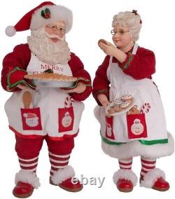 Kurt Adler Fabriche Santa Mr and Mrs Claus Christmas Pie and Cookies, 2 Pc Set