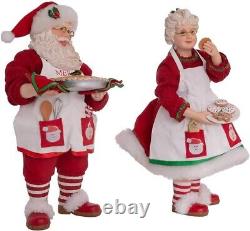 Kurt Adler Fabriche Santa Mr and Mrs Claus Christmas Pie and Cookies, 2 Pc Set