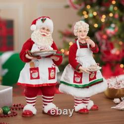 Kurt Adler Fabriche Santa Mr and Mrs Claus Christmas Pie and Cookies, 2 Pc Set