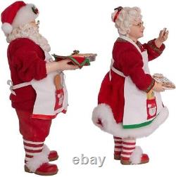 Kurt Adler Fabriche Santa Mr and Mrs Claus Christmas Pie and Cookies, 2 Pc Set