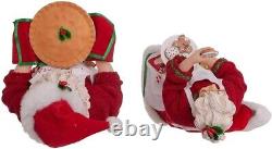 Kurt Adler Fabriche Santa Mr and Mrs Claus Christmas Pie and Cookies, 2 Pc Set
