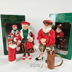 Kurt Adler KSA Collectibles Tee Time Santa On The Green Mr & Mrs Claus Figurines