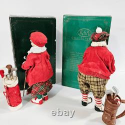 Kurt Adler KSA Collectibles Tee Time Santa On The Green Mr & Mrs Claus Figurines