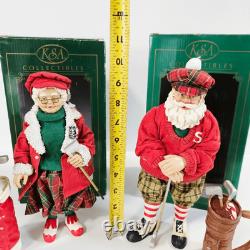 Kurt Adler KSA Collectibles Tee Time Santa On The Green Mr & Mrs Claus Figurines