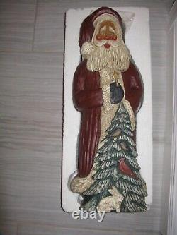 L. L. BEAN SIGNED SANTA CLAUS FIGURE With CARDINAL, CHRISTMAS TREE, STAR 23 TALL