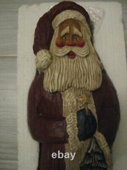 L. L. BEAN SIGNED SANTA CLAUS FIGURE With CARDINAL, CHRISTMAS TREE, STAR 23 TALL