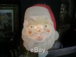 LARGE Vintage Blow Mold Santa Claus Face Christmas Decoration 18 inches