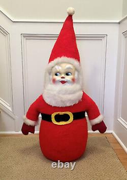 LG Santa Claus Plush Doll CHRISTMAS VTG 60S Excelsior Stuffed Roly Poly 35H