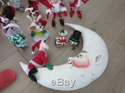 LOT vintage ANNALEE CHRISTMAS doll FIGURE Santa Claus MOON Elf RAINDEER Ornament