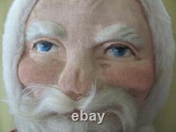 Large 21 inch mask face antique Santa Claus wool beard velvet suit
