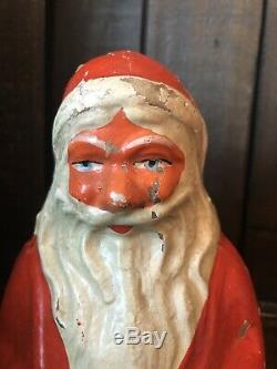 Large Antique Schoenhut 7 Paper Mache Roly Poly Santa Claus Christmas Toy