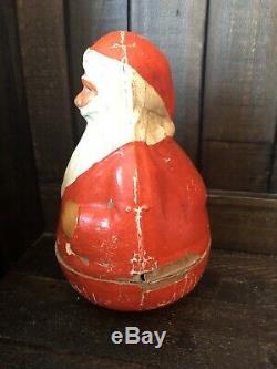 Large Antique Schoenhut 7 Paper Mache Roly Poly Santa Claus Christmas Toy