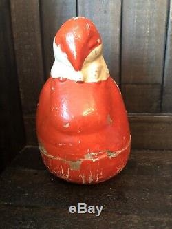 Large Antique Schoenhut 7 Paper Mache Roly Poly Santa Claus Christmas Toy