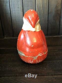 Large Antique Schoenhut 7 Paper Mache Roly Poly Santa Claus Christmas Toy