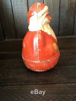 Large Antique Schoenhut 7 Paper Mache Roly Poly Santa Claus Christmas Toy