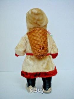Large Old Vintage German Belsnickle Santa Claus in White Mohair Plush Coat