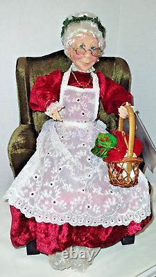 Large'RARE' 17 Mrs. Claus in Chair withbasket by Kurt Adler & Jacqueline Kent