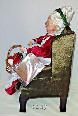 Large'RARE' 17 Mrs. Claus in Chair withbasket by Kurt Adler & Jacqueline Kent