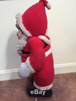 Large RUSHTON SANTA CLAUS, Vintage Rubber Face Standing Doll, Christmas Plush
