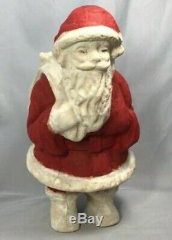 Large SANTA CLAUS Christmas CANDY CONTAINER Pressed Paper Pulp VINTAGE 9-inch