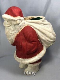 Large SANTA CLAUS Christmas CANDY CONTAINER Pressed Paper Pulp VINTAGE 9-inch