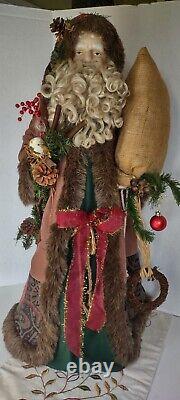 Large Santa Claus 34 Father Christmas tree topper standing Country Folk art