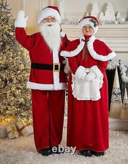 Large Standing Mr. & Mrs. Santa Claus Couple Christmas Holiday Figures 2-PC