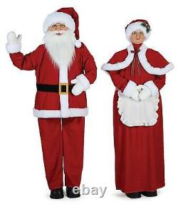 Large Standing Mr. & Mrs. Santa Claus Couple Christmas Holiday Figures 2-PC