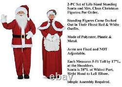 Large Standing Mr. & Mrs. Santa Claus Couple Christmas Holiday Figures 2-PC