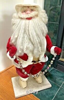 Large Vintage Christmas Store Display Santa Claus With Garland Mechanical