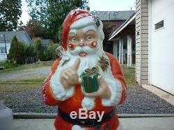 Large Vintage Poloron Lighted Blow Mold Santa Claus RARE USA 45 TALL Blomold