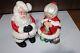 Large Vintage Winking Santa & Mrs. Claus Mold Painted Ceramic Bisque Figures