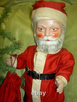 Large antique, jointed composition SANTA CLAUS doll figure, molded beard & boots