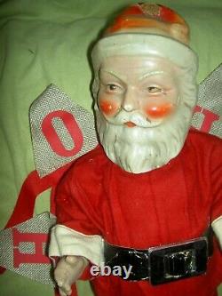 Large antique, jointed composition SANTA CLAUS doll figure, molded beard & boots