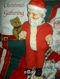 Large antique jointed composition SANTA CLAUS doll figure, molded beard & boots