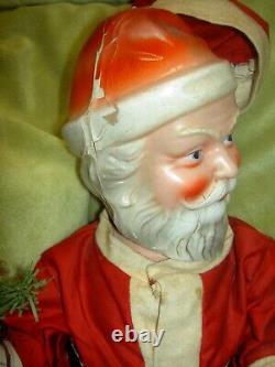 Large antique, jointed composition SANTA CLAUS doll figure, molded beard & boots