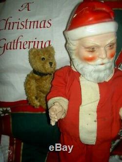 Large antique jointed composition SANTA CLAUS doll figure, molded beard & boots