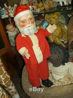 Large antique jointed composition SANTA CLAUS doll figure, molded beard & boots