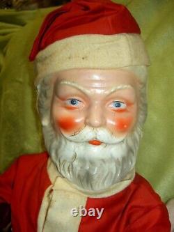 Large antique, jointed composition SANTA CLAUS doll figure, molded beard & boots