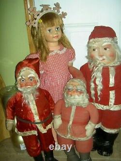 Large antique, jointed composition SANTA CLAUS doll figure, molded beard & boots