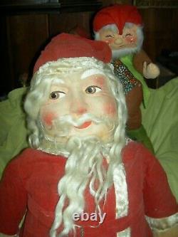 Large antique, jointed composition SANTA CLAUS doll figure, molded beard & boots