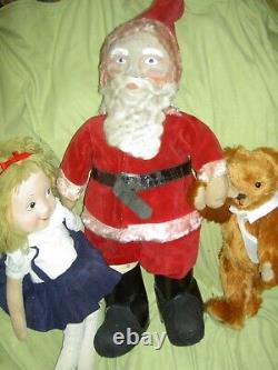 Large antique, jointed composition SANTA CLAUS doll figure, molded beard & boots