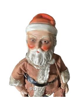 Large antique jointed composition SANTA CLAUS doll figure molded beard boots 19