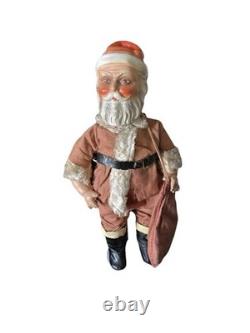 Large antique jointed composition SANTA CLAUS doll figure molded beard boots 19