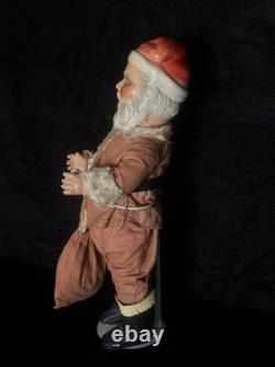 Large antique jointed composition SANTA CLAUS doll figure molded beard boots 19