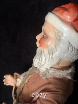 Large antique jointed composition SANTA CLAUS doll figure molded beard boots 19